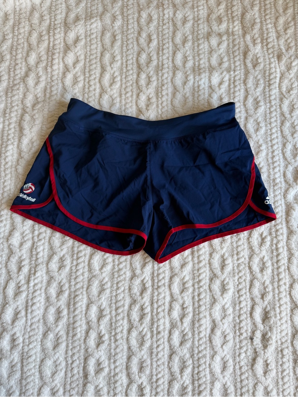 adidas Navy Athletic Shorts with Red Piping